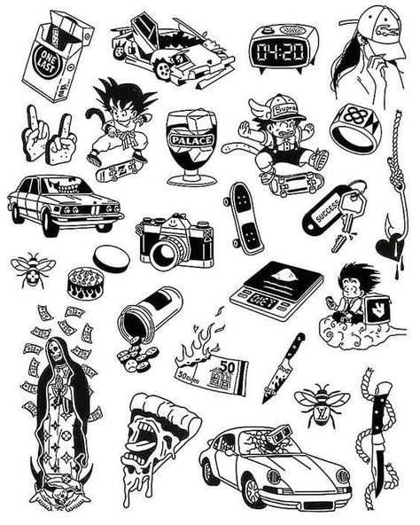 Flash Art Tattoos, Kunst Tattoos, Inspiration Tattoos, Flash Tattoo Designs, Tattoo Flash Sheet, Doodle Tattoo, Old School Tattoo Designs, Sketch Tattoo Design, Sketch Tattoo