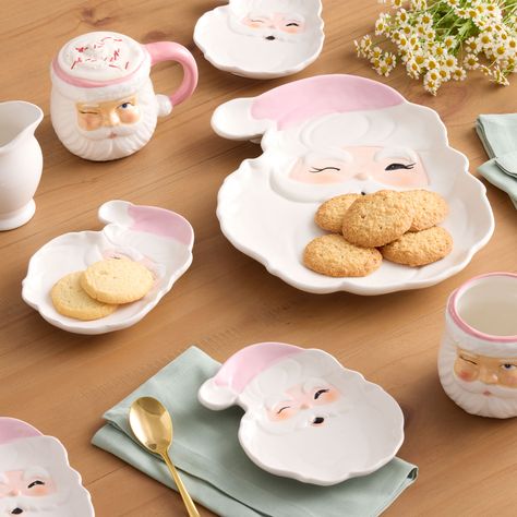 Pink Santa Figural Dishware Collection - World Market World Market Christmas, Appetizer Plate, Pink Santa, Christmas Entertaining, Appetizer Plates, Holiday Time, World Market, Serving Platter, Cozy Christmas