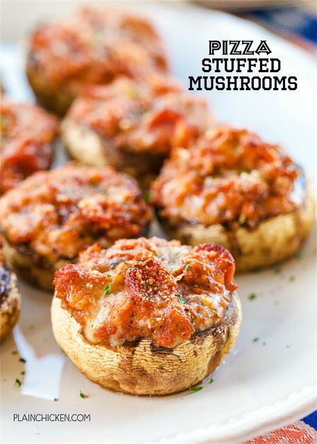 Pizza Stuffed Mushrooms, Baked Stuffed Mushrooms, Pizza Toppings Combinations, Vegan Stuffed Mushrooms, Football Friday, Best Christmas Appetizers, Mushroom Appetizers, Sausage Stuffed Mushrooms, Cheese Stuffed Mushrooms