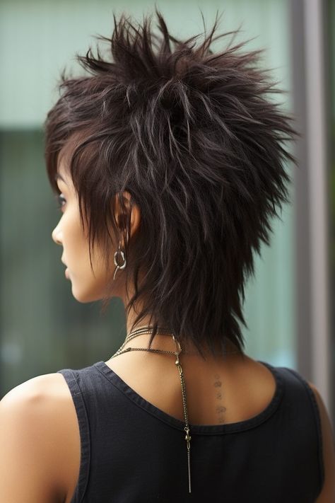 Short Layered Medium Length Hair, Modern Short Shag, Haircuts For Females, Rocker Hair, Pixie Haircut Ideas, Short Spiked Hair, Funky Short Hair, Short Spiky Hairstyles, Short Shag Haircuts