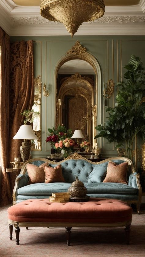 Italianette House Interior, French Maximalism, Elegant Maximalism, Old English Living Room, Traditional Style Living Room, Victorian Living Room, Victorian Home Decor, Chic Interior Design, Style Living Room