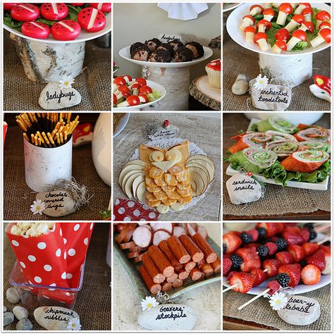 food collage 2 | Flickr - Photo Sharing! Woodland Party Food Appetizers, Forest Themed Food, Woodland Birthday Party Food, Woodland Theme Food, Woodland Party Food, Woodland Food, Woodland Baby Shower Theme Decorations, Woodland Baby Shower Theme Boy, Woodland Baby Shower Food