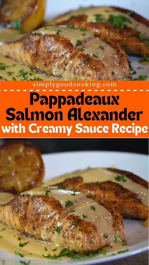 Pappadeaux Salmon Alexander with Creamy Sauce Recipe Pappadeaux Recipe, Salmon With Cream Sauce, Pappadeaux Seafood, Cajun Cream Sauce, Seafood Gumbo Recipe, Steakhouse Recipes, Seafood Dish Recipes, Sauce For Salmon, Easy Salmon Recipes