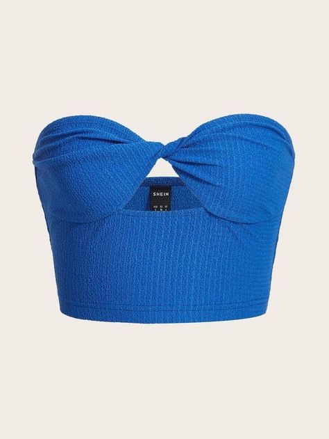 Textured Crop, Crop Tube Top, Outfit Png, Shein Icon, Fire Fits, Blue Crop Tops, Cute Crop Tops, Strapless Tops, Cropped Tube Top