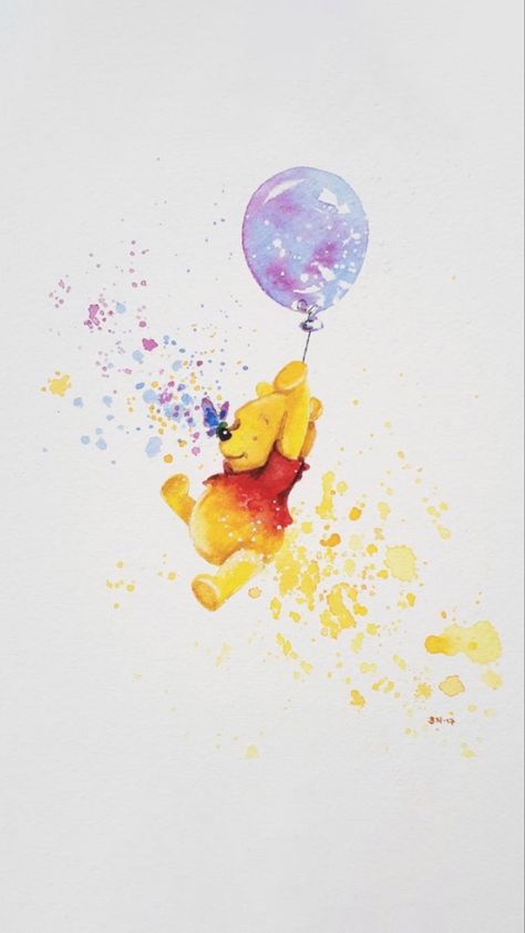 Winnie The Pooh Watercolor Tattoo, Winie The Pooh, Winnie The Pooh Tattoos, 50 Tattoo, Winnie The Pooh Cartoon, Art Text, Winnie The Pooh Pictures, Bear Watercolor, Cute Winnie The Pooh