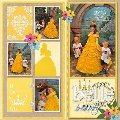 Disney Project Life, Scrapbook Disney, Disney Layouts, Disney Belle, Disney Scrapbooking Layouts, Images Disney, Disney Scrapbook Pages, Vacation Scrapbook, Disney Memories