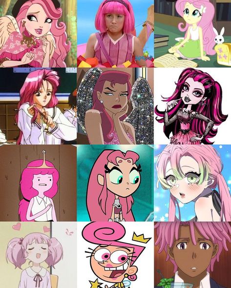 Pink Haired Halloween Costumes, Pink Hair Character Cartoon, Pink Hair Cosplay Characters, Characters With Pink Hair Halloween, Pink Characters Cartoon, Pink Hair Cartoon Character, Pink Hair Characters Halloween, Pink Hair Halloween Costume Ideas, Pink Hair Costume