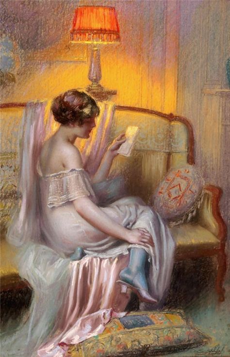 https://flic.kr/p/rXRc76 | enjolras, delphin - The Letter 5 | Delphin Enjolras  1857-1945  Frankrijk Delphin Enjolras, Victorian Artwork, People Reading, Pocket Letter, Artist Biography, Victorian Decor, Victorian Women, Lost Art, Victorian Art