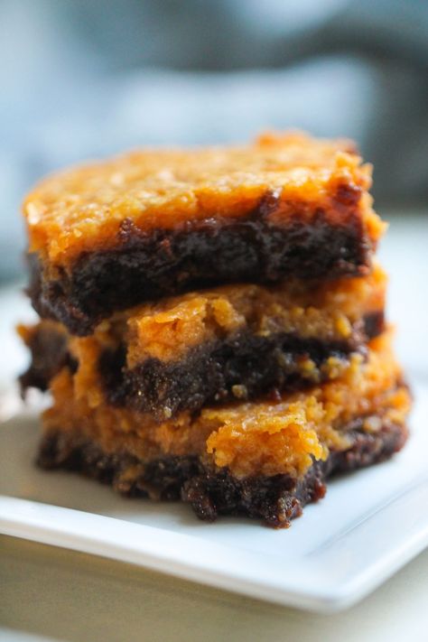 Chocolate Pumpkin Chess Squares | Six Sisters' Stuff Chess Bars, Chess Squares, Six Sisters Stuff, Chocolate Pumpkin, Six Sisters, Cheese Pumpkin, Chocolate Cake Mixes, Gf Recipes, Pumpkin Chocolate