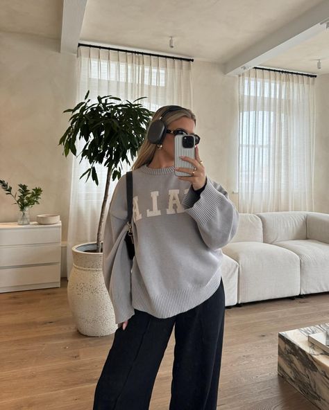 this knit hasn’t left my body since launch // #weareTALA #teamTALA @gracebeverley styles our legacy logo knit in grey/milk, size m Lounge Fashion, 30 Under 30, Winter Fashion Outfits Casual, Logo Knit, Fashion Capsule, Our Legacy, Sporty Outfits, Winter Fashion Outfits, Outfits For Teens