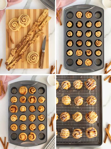 Bridal Shower Sweets Ideas, Mini Cinnamon Roll Bites, Bakery On Wheels, Cinnamon Rolls Wedding, Bridal Shower Brunch Food Ideas, Jumbo Cinnamon Rolls, Mini Cinnamon Buns, Easter Rolls, Bday Brunch