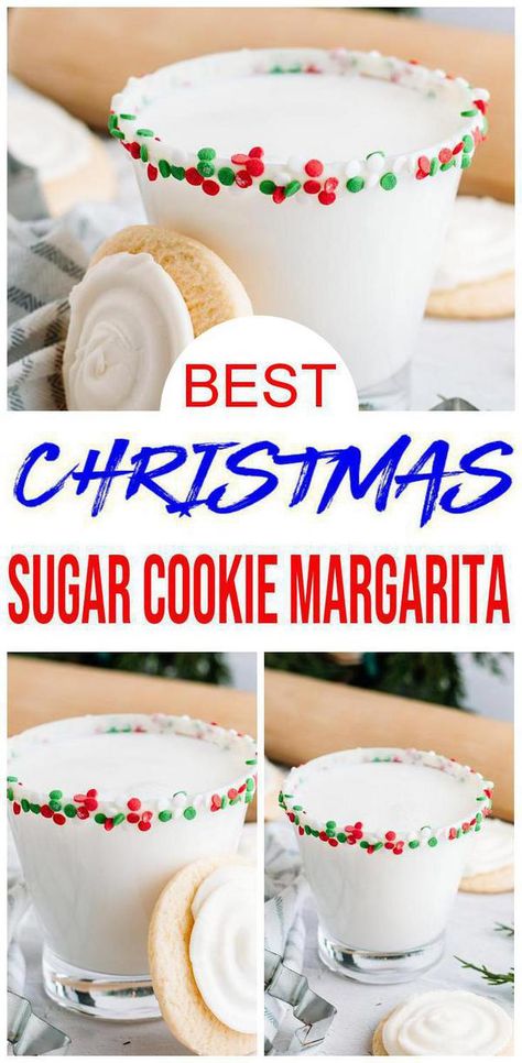 HO HO HO! Make this Christmas sugar cookie margarita. Check out this Christmas cocktail that will please any crowd. Yummy Holiday margarita w/ this sugar cookie recipe. Bake up some Christmas cookies will sipping on your sugar cookie margarita. Make this alcohol drink for Christmas parties or happy hour. Tasty & delish alcoholic drink idea for the Holidays. White margarita w/ tequila liquor. For more #alcohol drink ideas see KimspiredDIY #margarita Alcohol Drink Ideas, Margarita Christmas, Sugar Free Christmas Cookies, Romantic Food, Christmas Margarita, Christmas Jello, Christmas Alcohol, Easy Margarita Recipe, Christmas Drinks Alcohol Recipes