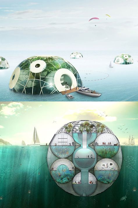 Futuristic Architecture Home, Futuristic Architecture Interior, Futuristic Architecture Concept, Futuristic Architecture Future City, Architecture Gifts, Computer Architecture, Water Architecture, Floating Architecture, Globe Art