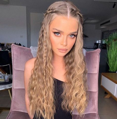 Hairstyles For Crimped Hair Waves, Cute Hairstyles With Gel, Crimped Hairstyles For Long Hair, Hairstyles For Party Night, Crimped Hair, Bridal Hair Updo, Evening Makeup, Glamorous Makeup, Peinados Fáciles Para Cabello Corto