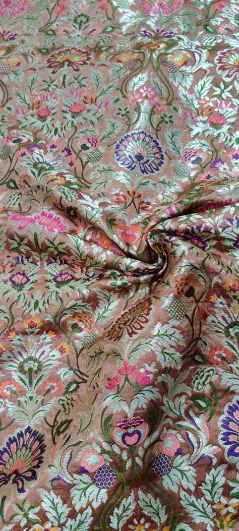 Banarasi Kimkhwab Fabric  -1 mtr min (UUCC)  To order whatsapp on +917710801701 or visit www.luxurionworld.com  #banarasifabric #brocade #kimkhwab #kimkhab #kimkhvab kimkhaab #kimkhwaab #fabric #banarasimaterial Banarsi Fabric, Banarasi Brocade Fabric, Silk Kurti Designs, Banarsi Saree, Silk Kurti, Brocade Fabric, Kurti Designs, Bohemian Rug, Fabric Design