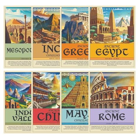 World History Posters, Ancient Civilizations Classroom Decor, Around The World Decorations, Social Studies Classroom Decorations, World Decorations, World History Classroom, 5th Grade Social Studies, History Posters, Ancient Civilization