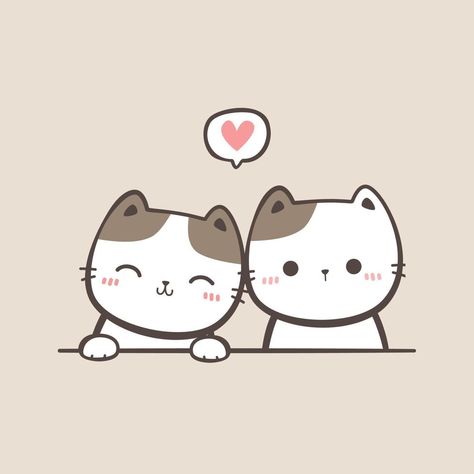 Cute cat kitty couple cartoon doodle illustration Matching Cat Pfp, Kitty Couple, Matching Cat, Cartoon Doodle, Cat Pfp, Couple Cartoon, Heart Wallpaper, Cat Drawing, Matching Pfp