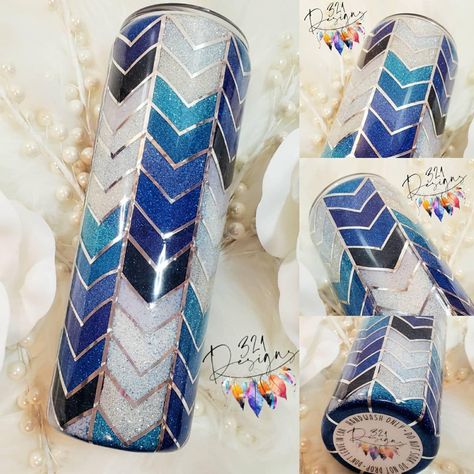 Tangram Tumbler Ideas, Herringbone Glitter Tumbler, Tangram Tumbler, Aztec Tumbler, Blue And Gold Glitter Tumbler, Western Tumbler Cups Aztec, Fancy Flamingo, Glitter Tumbler Cups, Tumbler Cups Diy