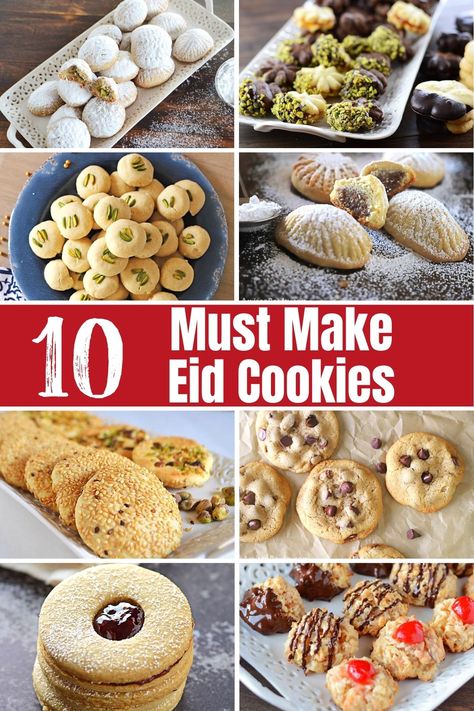 Hari Raya Cookies Recipes, Eid Snacks Recipes, Eid Biscuits Ideas, Eid Dessert Boxes, Eid Cookies Recipes, Eid Recipes Desserts, Eid Sweets Recipes, Eid Food Ideas, Easy Eid Recipes