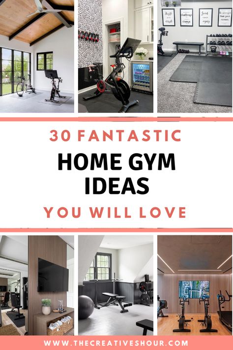 30 Home Gym Ideas That Will Actually Make You Want To Workout Ikea Home Gym Hacks, Home Gym With Wallpaper, Garage Workout Area, Home Gym Wallpaper, At Home Gym Ideas Garage, Home Gym Building, Small At Home Gym, Exercise Room Ideas, Home Office Gym Combo Layout