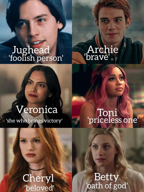 Riverdale Characters, Character Names, Names With Meaning, Riverdale, Victorious, Meant To Be, Tv Shows, Tv, Celebrities