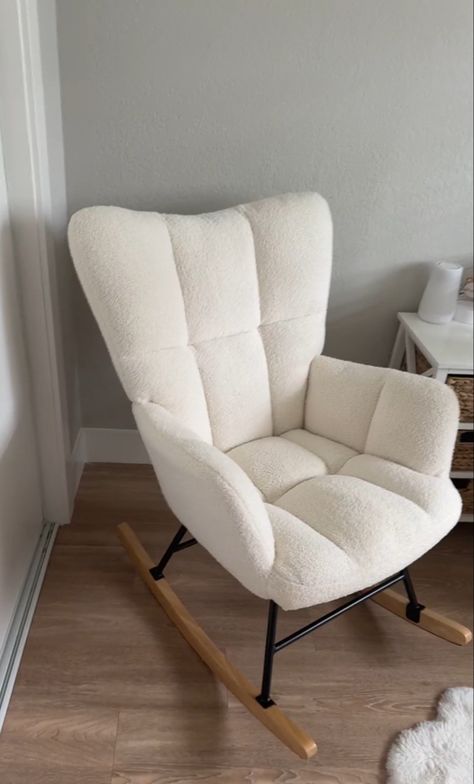 Nursery rocking chair if I cant find a good glider  - Amazon Baby Rocking Chair Nursery Gliders, White Nursery Chair, Rocking Chair Corner, Rocking Chair In Living Room, Nursery Rocking Chairs, Maternity Chair, White Rocking Chair, Breastfeeding Chair, Rocker Glider