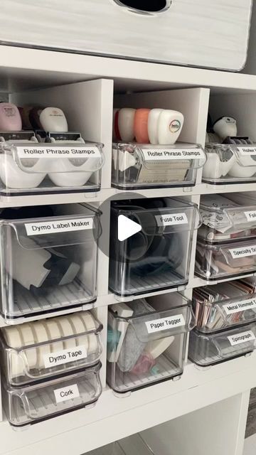 Lisa Soares on Instagram: "What do you do with all of those little tools for crafting? I use these bins I’ve shared the past couple of days as little homes for them and I find them easy to access and use. Here’s another peek of what I store. These iDesign fridge bins are not only sold in a 2” deep size, but also a 4” deep. So I’m using a combination here. . #craftroomorganization #craftroom #organization #organize #organizing" Label Storage Bins, Labels For Storage Bins Cricut, Storage Bin Labels, Storage Bin Label Clips, Fridge Bins, Labels For Storage Bins, Scrapbook Organization, Organizing Bins, Craft Rooms