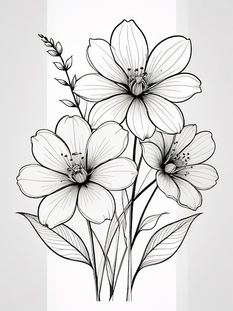 Flower Drawing Images - Free Download on Freepik Flowers Pictures Drawing, Flower Drawing For Embroidery, Graphic Drawing Sketches, Flowers Drawing Outline, Free Hand Drawing Design, Drawing Flowers Ideas, Tracing Drawings, Dripping Flowers, Floral Drawing Design