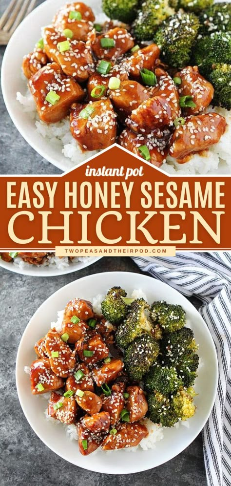 Honey Sesame Chicken Recipe, Instant Pot Asian Recipes, Instant Pot Recipes Easy, Easy Sesame Chicken, Honey Chicken Recipe, Family Dinner Recipe, Asian Chicken Recipes, Honey Sesame Chicken, Chicken Tenderloin Recipes