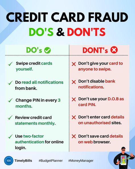 An infographic sharing the do's and don'ts of avoiding credit card scams from happening to you and your loved ones! How To Build Good Credit, First Credit Card, Credit Tips And Tricks, How To Get A Credit Card, How To Use Credit Cards Wisely, How To Use A Credit Card, Credit Card Tips And Tricks, Credit Card Hacks Tips, Credit Card Payment Hacks