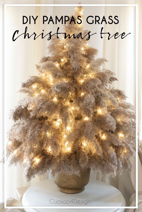 Find out how easy and affordable it is to make this stylish boho pampas grass Christmas tree | DIY pampas Christmas tree | how to make a pampas grass Christmas tree | Christmas tree DIY | boho Christmas decor | bohemian Christmas tree decor | neutral Christmas tree decor Pampas Grass Christmas Tree, Pampas Grass Christmas, Diy Pampas, Floral Christmas Tree, Boho Christmas Tree, Boho Christmas Decor, Bohemian Christmas, Flocked Christmas Trees Decorated, Pencil Christmas Tree