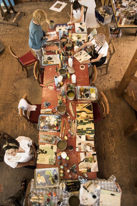 Artists At Work, Working Artist, Community Vision Board, Gathering Architecture, Community Art Studio, Community Art Space, Mentorship Aesthetic, Art Community, Communal Art Studio