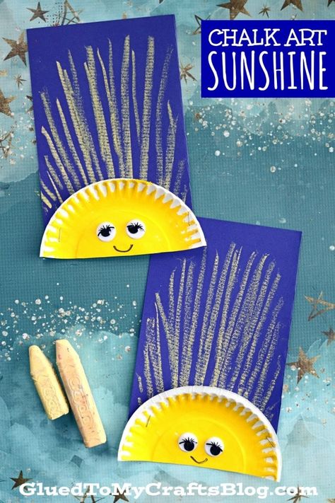 Chalk Art Sunshine Craft For Kids To Make! Weather Crafts Preschool, Summer Crafts For Toddlers, Sunshine Crafts, Summer Preschool Crafts, June Crafts, August Crafts, Sun Crafts, Weather Crafts, Preschool Art Projects