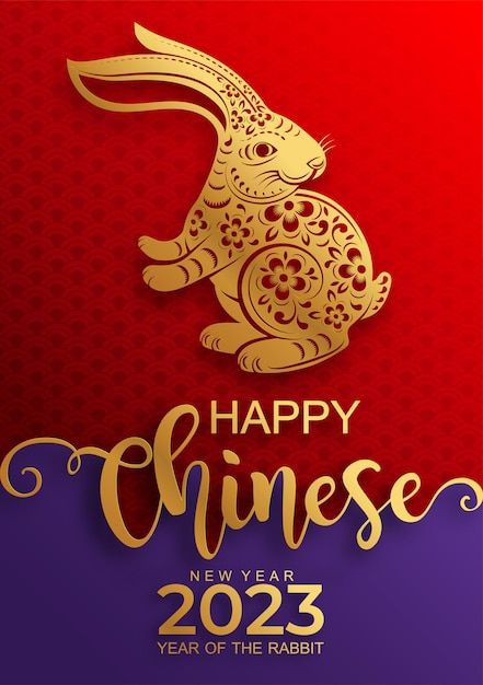 Premium Vector | Happy chinese new year 2023 year of the rabbit Chinese New Year Pictures, Happy China, Happy Chinese New Year 2023, Chinese New Year Wallpaper, Flower Lantern, 2023 Year Of The Rabbit, Chinese New Year 2023, Birthday Cards For Brother, Chinese New Year Greeting