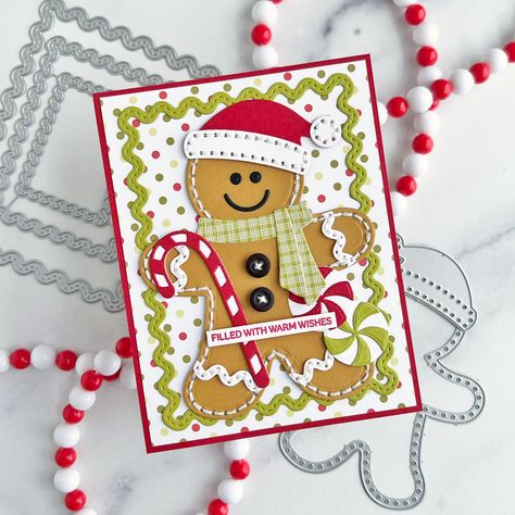 Gingerbread Cards, Papertrey Ink Cards, Simple Christmas Cards, Christmas Gingerbread Men, Christmas Card Crafts, Cricut Cards, Ric Rac, Papertrey Ink, Christmas Card Design