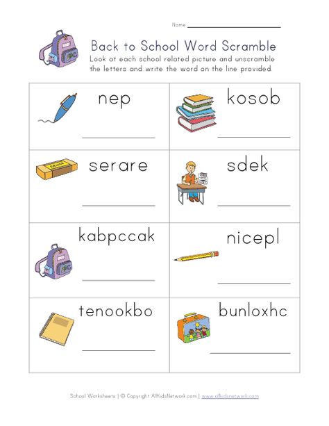 LOVING this website! Amazing worksheets with visual examples. Writing Worksheets Kindergarten, Word Puzzles For Kids, Jumbled Words, Unscramble Words, Test For Kids, Back To School Worksheets, Scramble Words, Kids Worksheets Preschool, Guess The Word