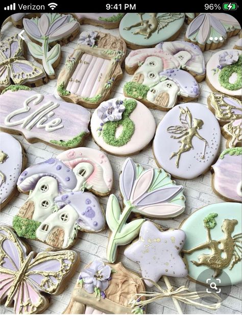 Victory Cake, Boho Cakes, Fairy Cookies, Enchanted Forest Baby Shower, Garden Cookies, Cookies Icing, Fairy Birthday Cake, Fairy Baby Showers, Fairy Garden Birthday Party