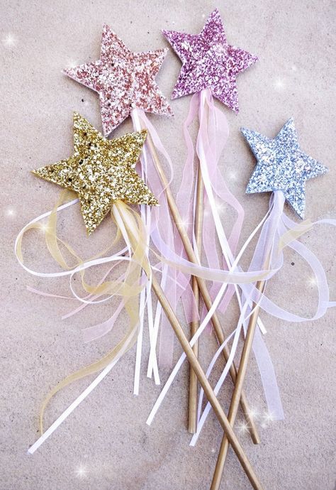 Magic Wand Diy, Fairy Magic Wand, Wand Craft, Silver Fairy, Star Wand, Fairy Garden Party, Fairy Birthday Party, Ballerina Birthday, Fairy Wands