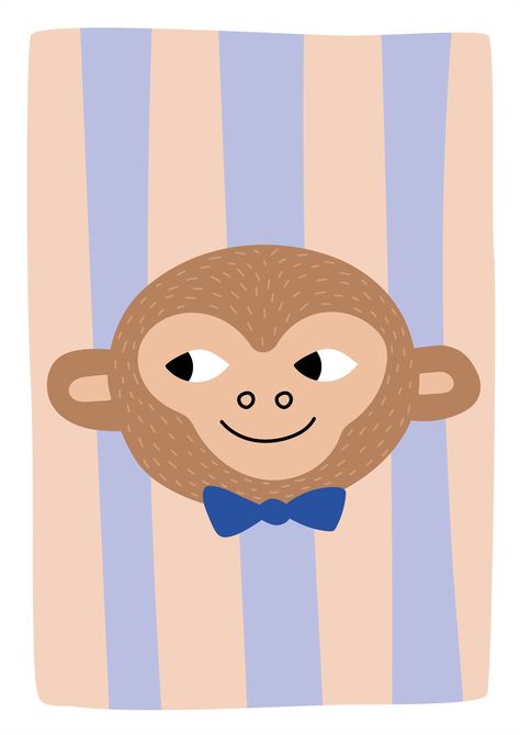 cute monkey - print for your kids room to color up. Add some color and fun to your kids room. Cute Monkey Cartoon, Monkey Illustration Design, Japanese Monkey Illustration, Vintage Monkey Illustration, Monkey Cartoon, Jungle Nursery Art Monkey, Monkey Illustration, Monkey Print, Wallpaper Patterns