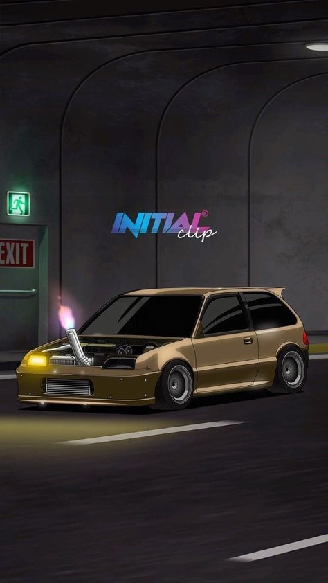 Honda Civic Wallpaper Jdm, Initial Clip Car, Honda Civic Wallpaper, Initial Clip, Civic Ef, Car Animation, Cars Tattoo, Fastest Car, Gtr Car