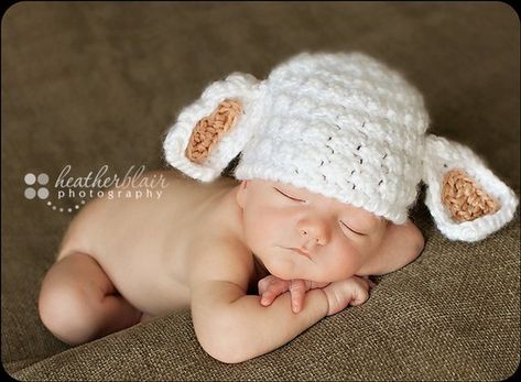 Preemie Newborn or 0-3 Month Soft Baby Lamb Hat - Spring Photography prop Lamb Photo, Lamb Hat, First Baby Pictures, Crochet Newborn Hat, Baby Boy Hat, Baby Coming Home Outfit, Baby Boy Hats, Newborn Crochet