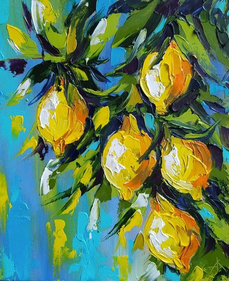 Oil Painting Plants, Plant Oil Painting, Lemon Oil Painting, Painting Lemons, Art Questions, Embroidery Paintings, Lemon Painting, Flower Oil Painting, Oil Painting Nature