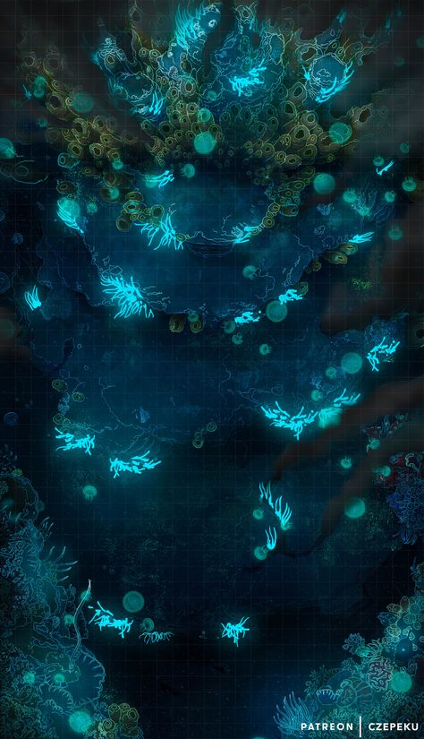 #deepsea #organ #coral #jellyfish #bioluminescent #boosroom #music #ocean #merfolk #koatua #crabs #battlemap #bbeg #czepeku #digitalart #digitalpainting #dungeon #dungeonmaps #encountermaps #fantasy #fantasyart #fantasymap #map #maps #rpg #rpgmaps #tabletop #ttrpg #ttrpgmap #vtt #vttbattlemap #vttmap #dnd #dndadventure #dndbbeg #dndcampaign #dndbattlemap #dndhomebrew #dndmaps #dndmemes #dndminis #dungeonsanddragons #forgottenrealms #pathfinder #pathfindermap #wotc #5e #5emaps #5ehomebrew Water Dungeon Map, Underwater Map Dnd, Underwater Battle Map, Dnd Ocean Map, Dnd Water Map, Ocean Battlemap, Merfolk Dnd, Dnd Ocean, Kuo Toa