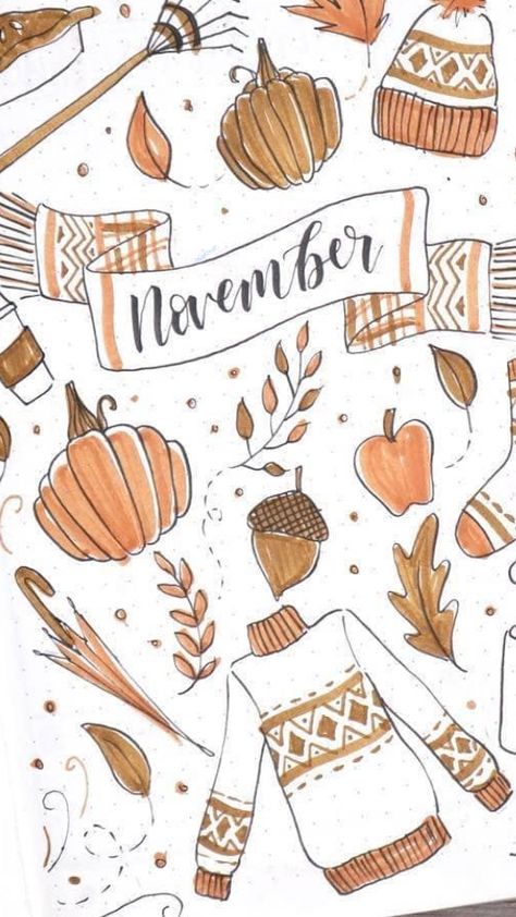 November Header Ideas, November Planner Layout, Thanksgiving Bullet Journal Ideas, November Journal Cover, Bullet Journal November Cover Page, Month Backgrounds, Bullet Journal November, November Planner, 2025 Journal