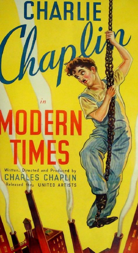 (1936) Starring: Charles Chaplin, Paulette Goddard, Henry Bergman, Stanley Sandford, Chester Conklin. Directed by Charles Chaplin. Silent. Drama. Comedy. Charlie Chaplin Modern Times, Classic Films Posters, Old Movie Posters, Best Movie Posters, I Love Cinema, Classic Movie Posters, Cinema Posters, Silent Movie, Movie Poster Art