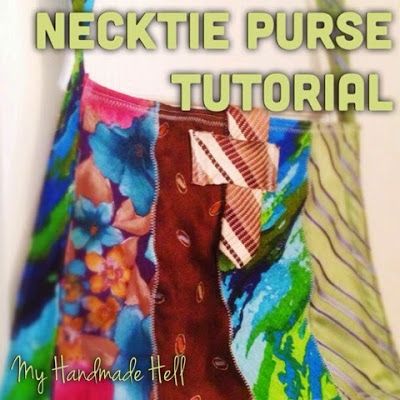 My Handmade Hell: Necktie Purse Tutorial Necktie Purse Pattern, Necktie Upcycle, Diy Neck Tie, Old Neck Ties, Ties Crafts, Necktie Projects, Necktie Purse, Tie Projects, Tie Purse