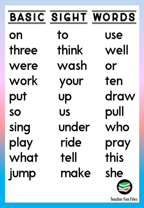 Sight Words Chart, High Frequency Sight Words, High Frequency Word List, Teacher Fun Files, Teaching Reading Skills, Remedial Reading, Basic Sight Words, Preschool Sight Words, Cvc Words Worksheets