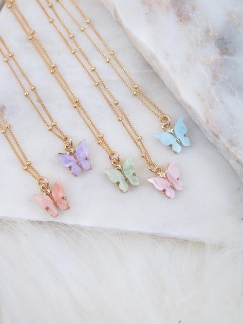 Cute Girly Necklace, Dainty Jewelry Necklace, Chain Butterfly, Cotton Pouch, Stacked Necklaces, Gold Filled Necklace, Etsy Bridesmaid Gifts, Bridal Shower Gift, Butterfly Jewelry