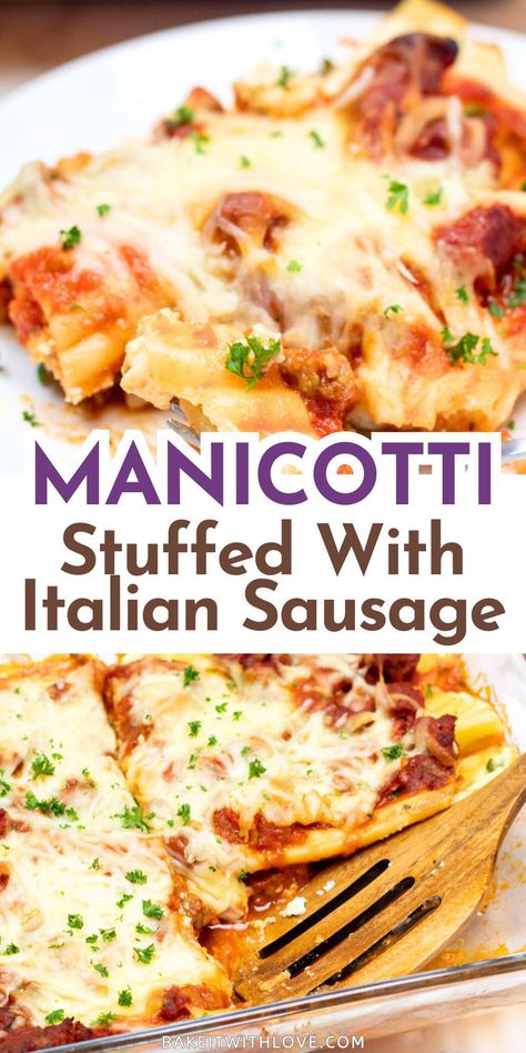 Stuffed Manicotti With Italian Sausage Sausage Manicotti Recipe, Easy Stuffed Manicotti, Stuffed Manicotti Recipe, Best Manicotti Recipe, Easy Manicotti Recipe, Italian Sausage Recipe, Stuffed Manicotti, Easy Weeknight Dinners Healthy, Lobster Roll Recipes