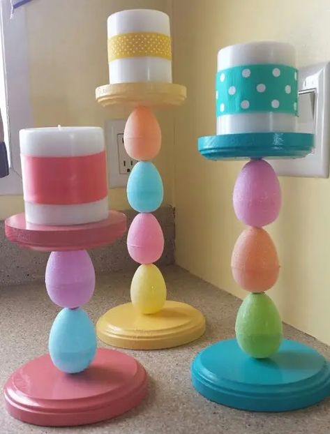 35+ Easy Easter Crafts for Kids and Adults - FeltMagnet Dollar Tree Diy Easter Crafts, Egg Candle Holder, Diy Easter Centerpieces, Easter Candle Holders, Easter Home Decor Ideas, Easy Easter Crafts For Kids, Easter Crafts Dollar Store, Dollar Tree Easter Crafts, Egg Candle